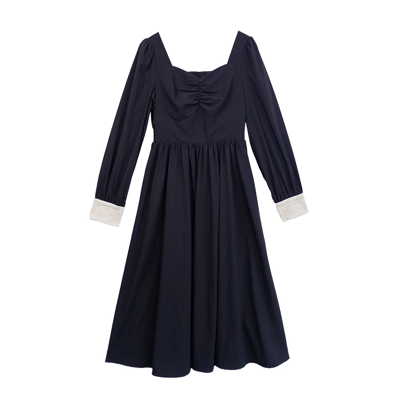 Женское винтажное платье средней длины элегантное однотонное черное вечерние во