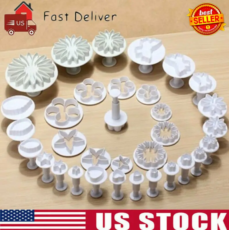Fashion 33Pcs Fondant Cake Decorating Sugarcraft Plunger Cutter Tools Mold Mould Cookies |