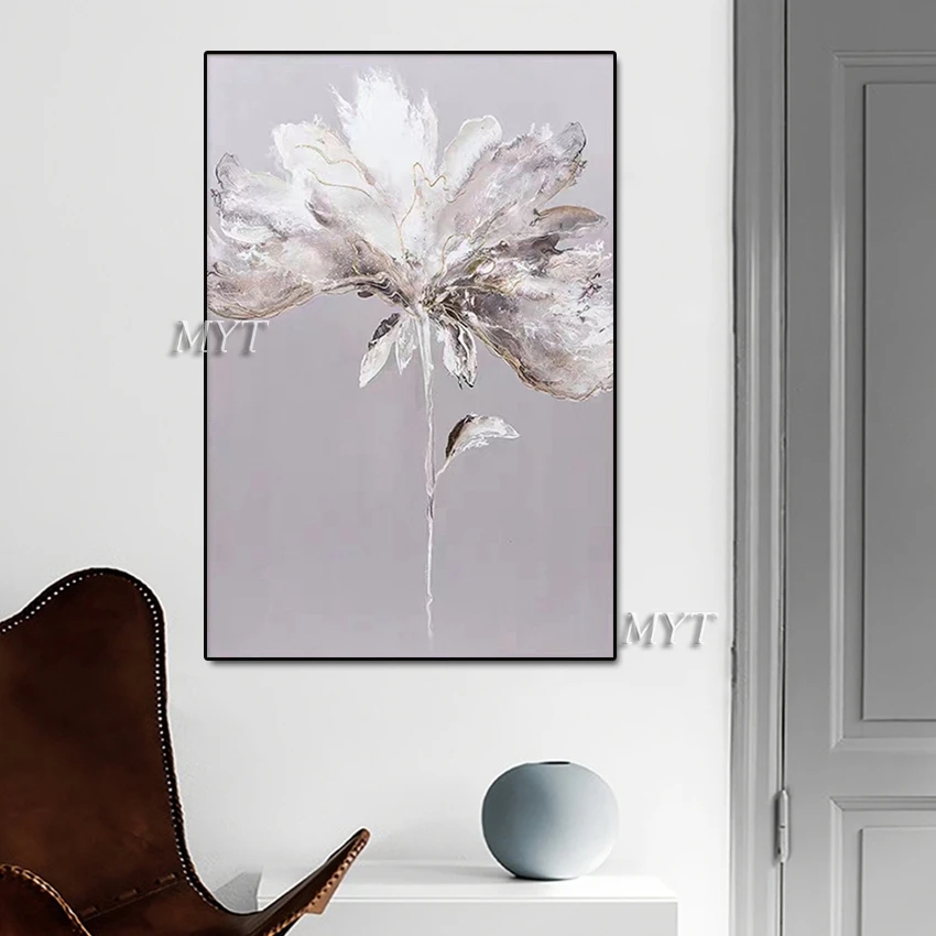 

Фотообои для украшения дома, современный белый холст, 100% ручная роспись без рамки