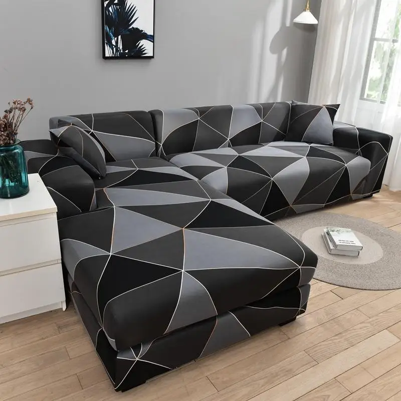 

Geometry Plaid Sofa Cover Slipcover Elastic Sofa Cover for Living Room Stretch Sectional Couch Cover Non-slip Armchair Cover