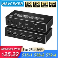 2020 4k hdmi 2 0 switch 2 in 2 out 4k60hz 2x2 hdmi switcher splitter with optical toslink spdif 3 5mm jack audio extractor