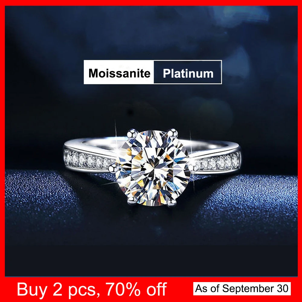 

Sterling Silver Rings 1 Carat Diamond Test Past D Color Moissanite Rings With GRA Certificate Fashion Female Ring Wedding Gift