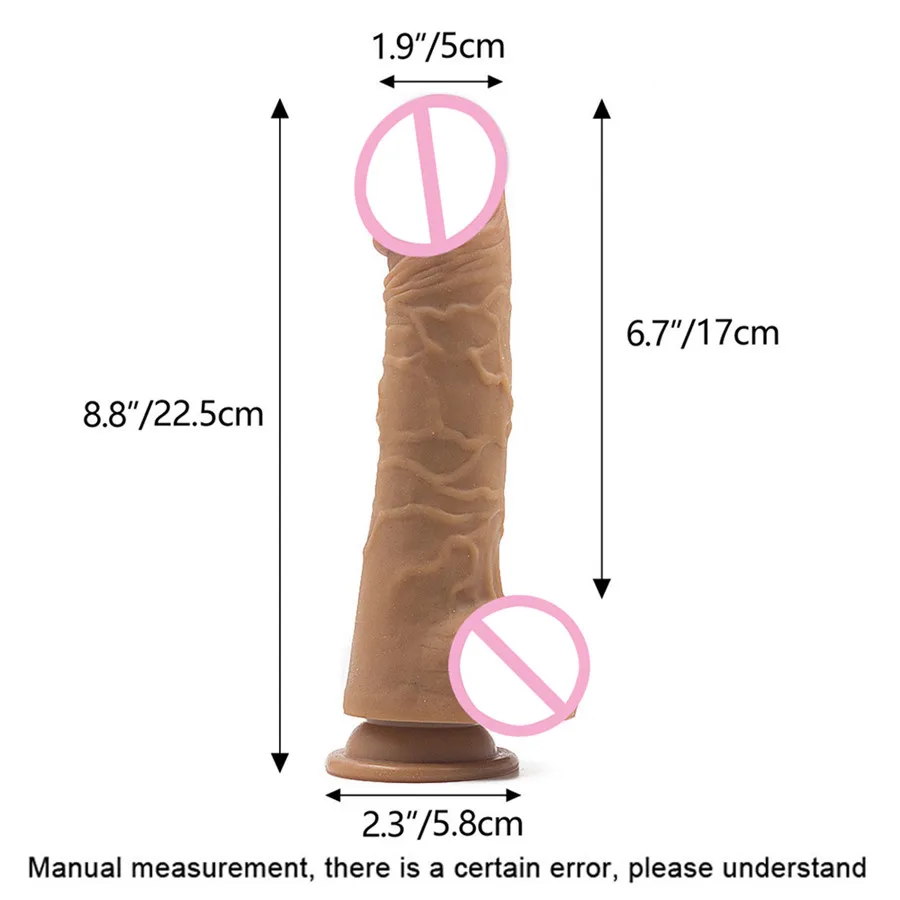 22.5cm Double Realistic Artificial Penis Dick Soft Silicone Dildo Suction Cup Male Woman Masturbator Adult Sex Toys Dildos | Красота и