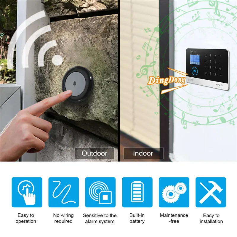 DIGOO DG-HOSA 433MHz Alarm Doorbell Button Home Security Compatible with HOSA MAHA 2G 3G System Protection | Дом и сад