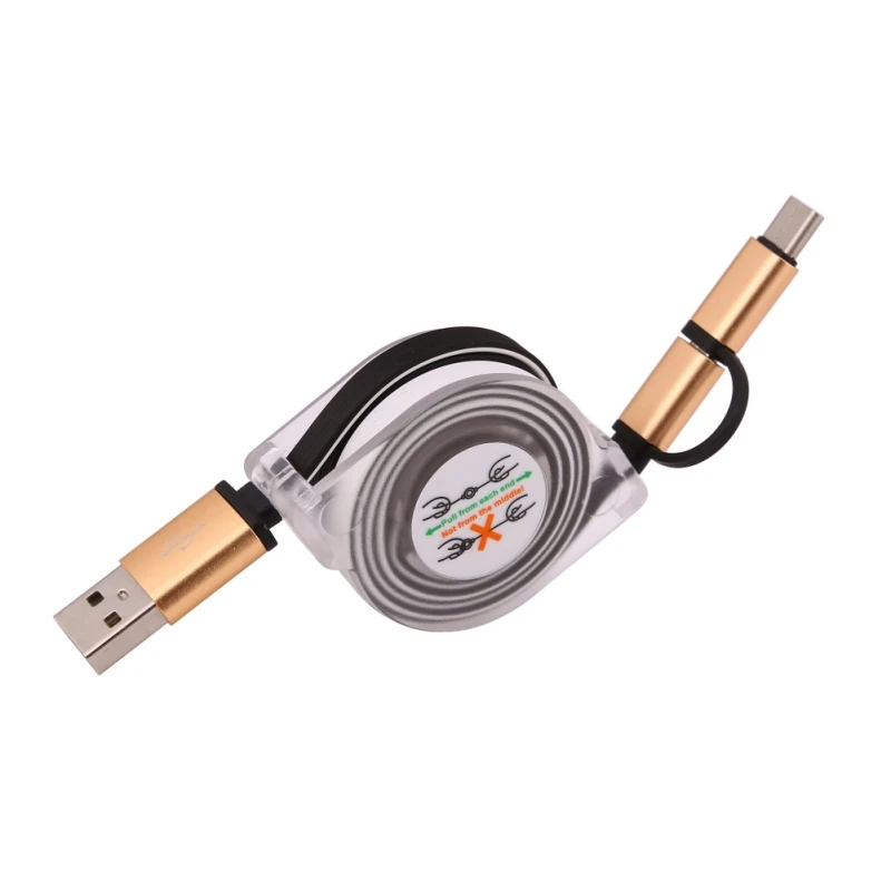2 в 1 Micro USB Type-C комбинированный Выдвижной зарядный кабель для передачи данных ZTE Zmax