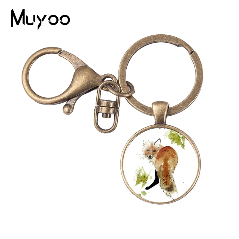 Новинка 2021 милый брелок с рисунком Красной лисы стеклянный купол фото ювелирные