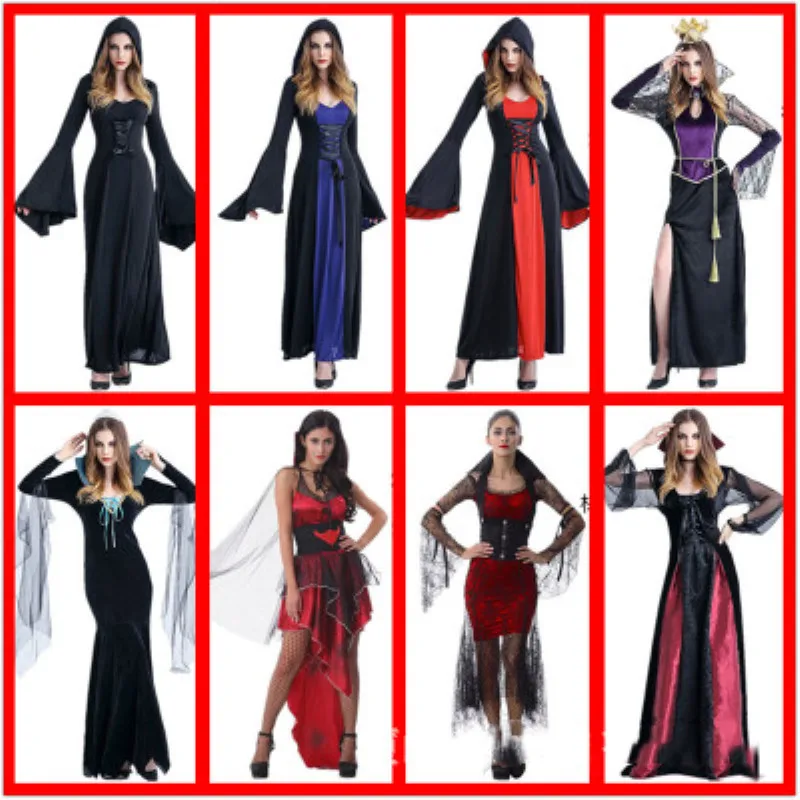 Костюмы на Хэллоуин для женщин средневековой ведьмы Малефисента страшно косплей