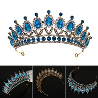high quality bridal jewelry wedding headdress accessories sapphire crystal semicircle crown headband princess crown birthday