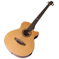 natural color acoustic electric bass guitar 4 string 43 inch acoustic bass guitar cutaway design 24 frets with eq