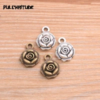 pulchritude 10pcs 1317mm metal alloy two color 3d simulation flower charms plant pendants for jewelry making diy handmade craft