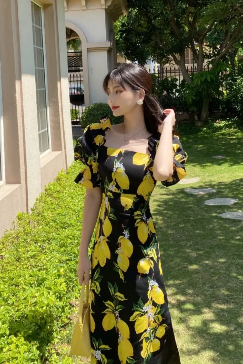 

Dresses for Women Summer French Style Puff Sleeve Flower Dress Women's 2020 Summer Palace Style Niche Long Dress Dresses