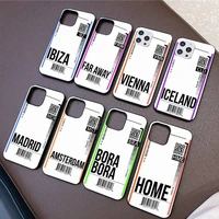 world city travel ticket label phone case for iphone 11 8 7 6 6s plus x xs max 5 5s se 2020 xr 11 pro diy capa
