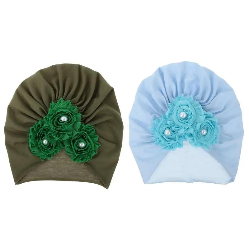 

2Pcs Comfortable Kids Turban Hats Decorative Cotton Hats Lovely Headwear
