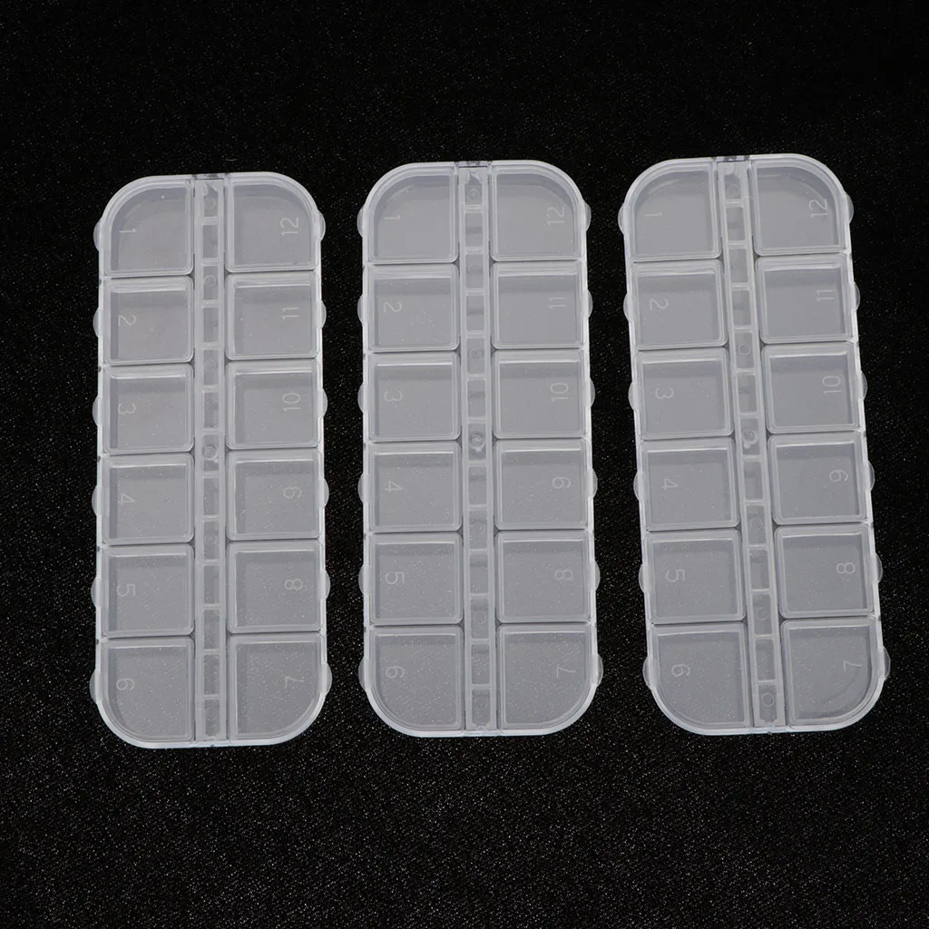 

3 Piece Portable Sorting Box with 12 Grids, Clear Hard Plastic Jewelry