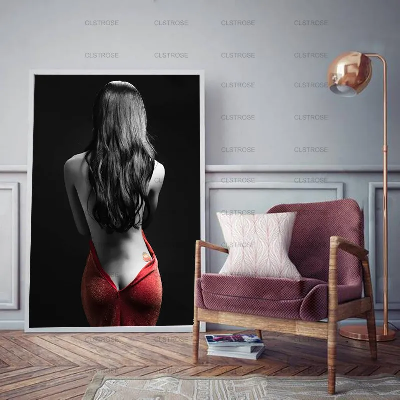 

Modern Decoration Poster Red and Black Woman Art Photo Canvas Painting Hd Printing Home Wall Art Decoration for Bedroom