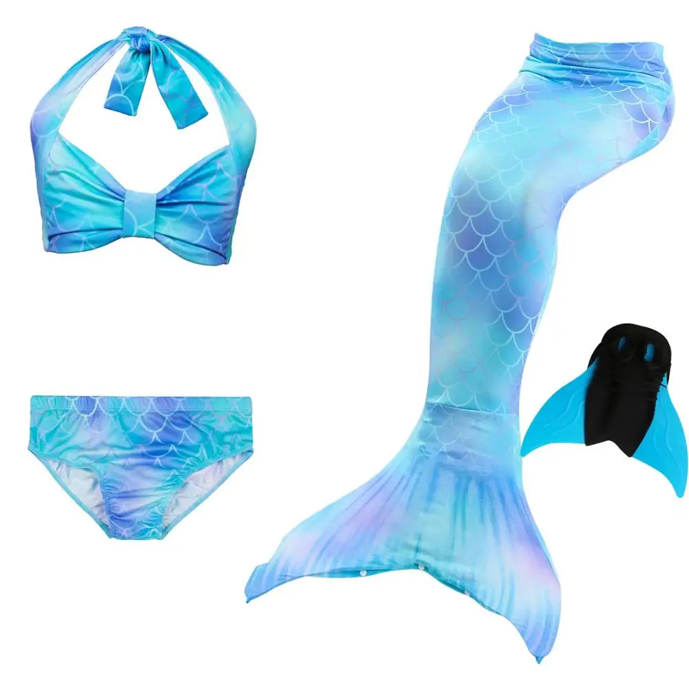 Новинка; Лидер продаж; Детский Костюм Русалки для плавания; купальник русалки; комплект бикини для девочки-русалки; легко добавить в плавник - Цвет: style 3 - 4pcs