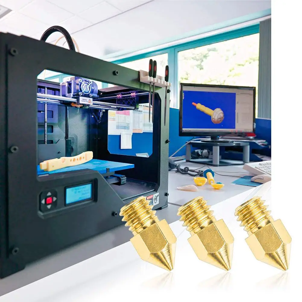 30 шт. Высокое Качество Латунные экструдер сопла золото 3D принтер для MK8 Makerbot Reprap
