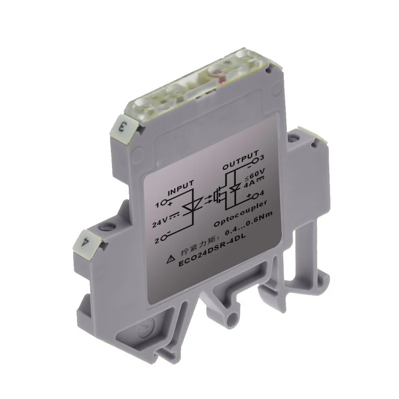 

6mm Ultra-thin Rail-mounted Solid-state Relay SSR Module Switching Current 4A Board and PLC Expansion