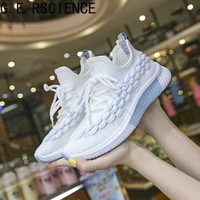 breathable and comfortable white shoes womens shoes 2021 new flying knitting shoes ladies knitted sneakers mesh shoes