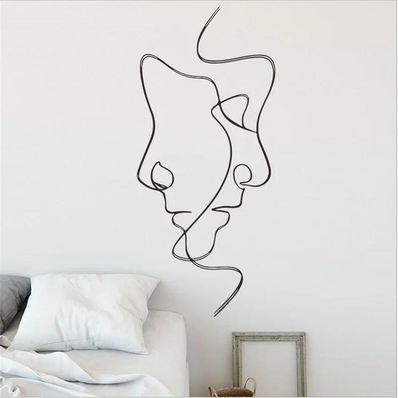 

Art Line Men And Women INS Wind Wall Stickers Living Room Bedroom Home Decorative Wallpaper Vinyl Mural