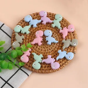 Kovict 5 Pcs Mini Dinosaur Shape Silicone Beads Baby Toys Molar Teether DIY Pacifier Chain Jewelry A