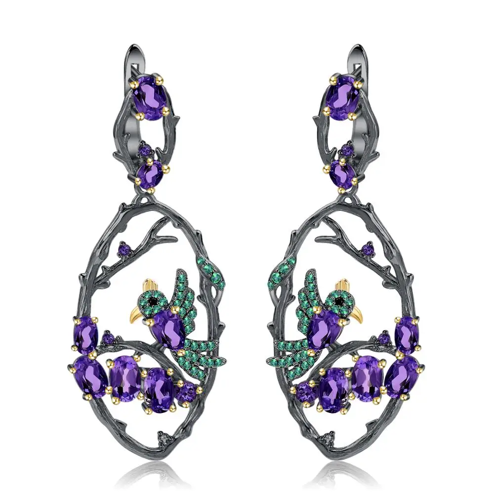 Женские серьги капельки в форме птицы gemb's ручной работы из серебра 925 пробы с