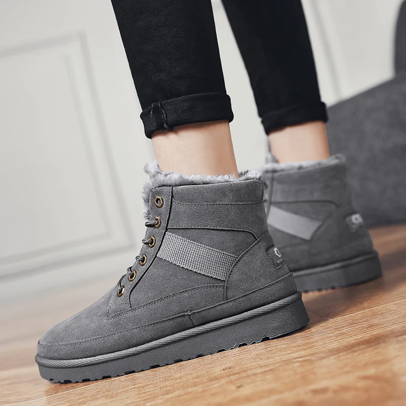 Кожаные ботинки для снежной погоды мужские короткие Мужская обувь из хлопка