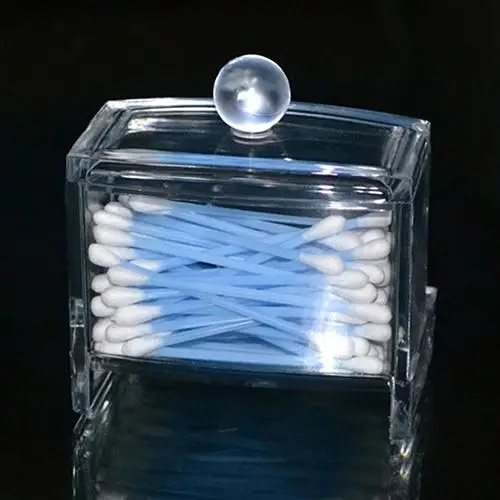 Пустой акриловый прозрачный полезный ватный тампон Q-Tip коробка для хранения