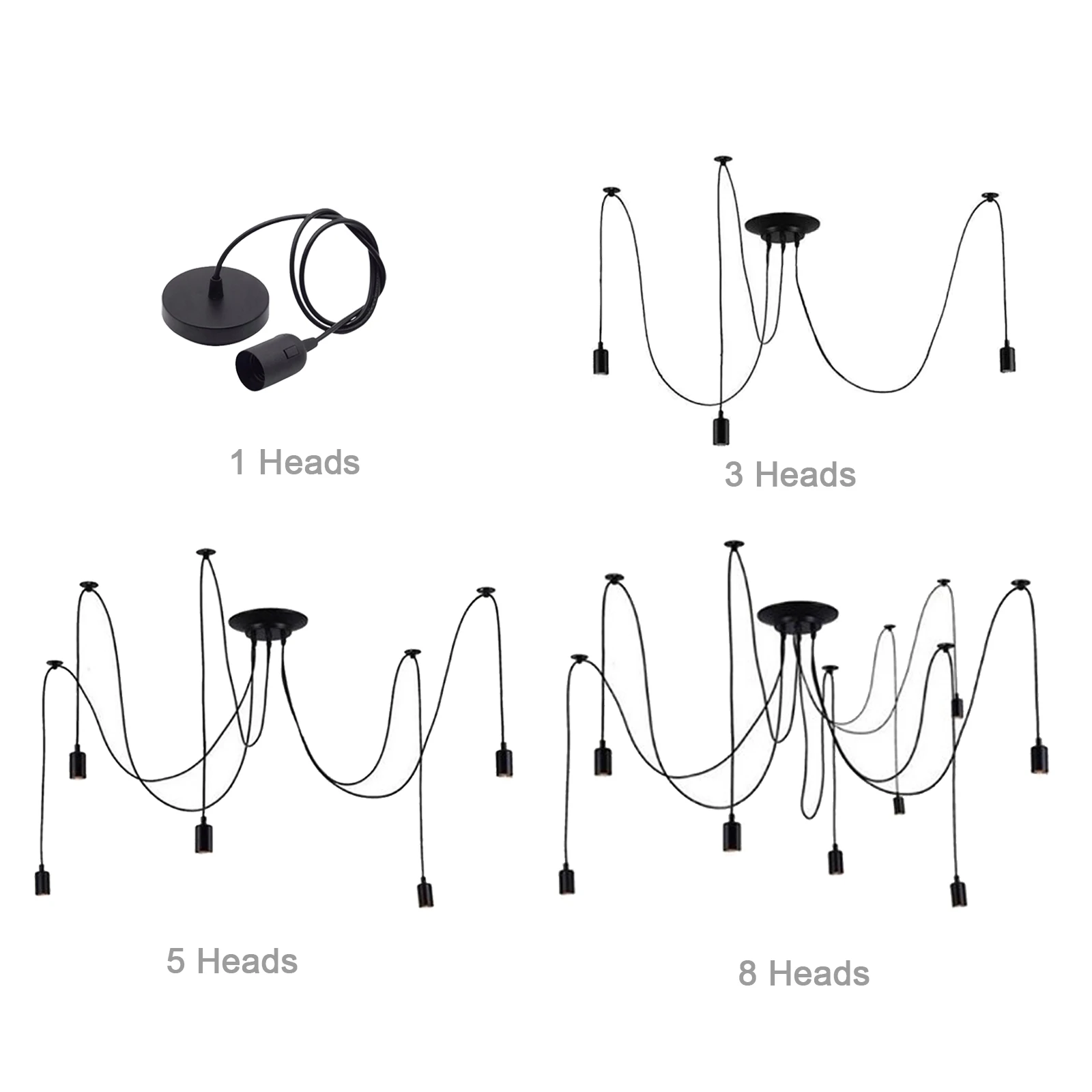 Железный подвесной светильник креативный потолочный в виде паука люстра E27