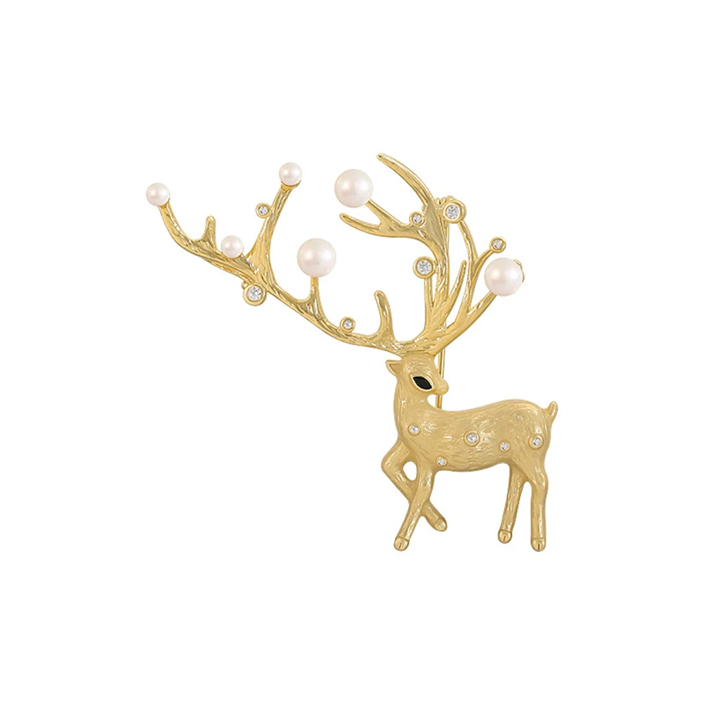 

Creative Pearl Rhinestone Fawn Brooch Brooch Temperament Fashion Simple Pin Clothes Accessories Ladies Brooch