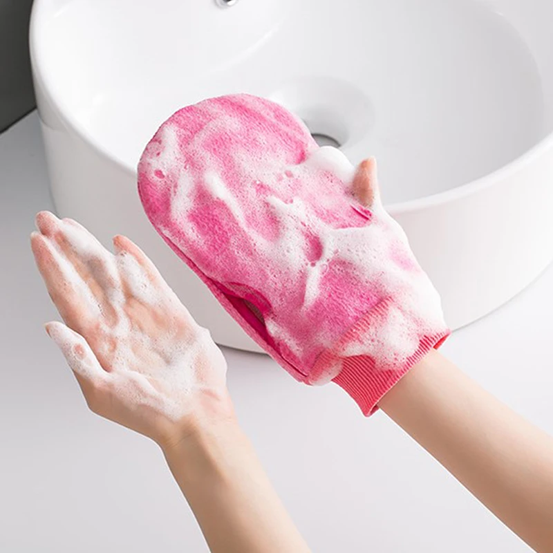 

1 Pair Shower Spa Exfoliator Two-sided Bath Glove Body Cleaning Scrub Mitt Rub Dead Skin Removal Magic Peeling Glove