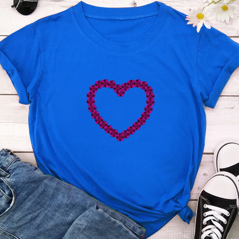 

Rose Love Women T-shirts 90s Printing Summer Autumn Print Lady Womens Stylish T Top Shirt Girl Tee T-Shirt TX20289