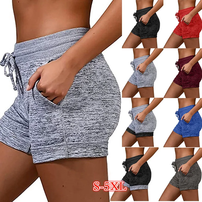 Summer Middle Waist Drawstring Bandage Women's Pants 2021 Fashion Casual Solid Elastic Waist Pocket Ladies Quick-drying Shorts
