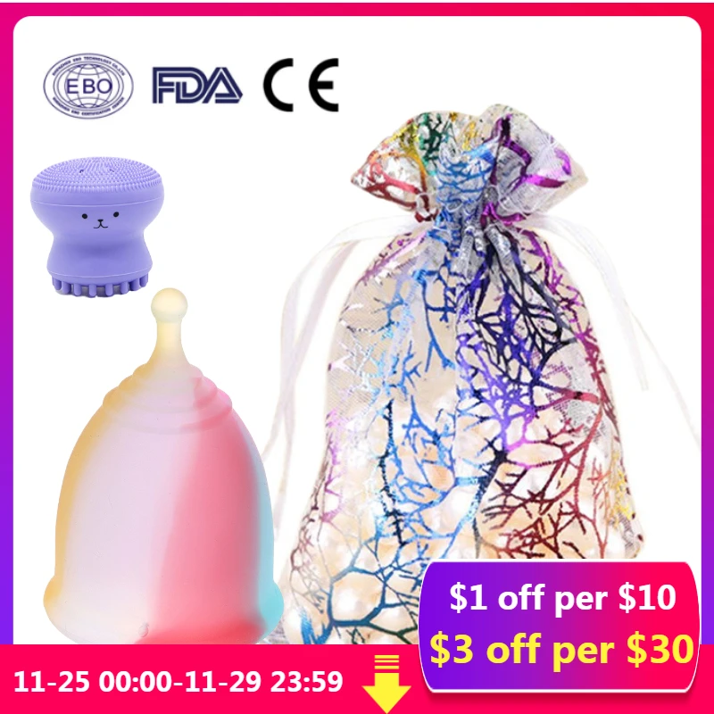 

2/3PCS Period Cup Menstrual Cup Medical Grade Silicone Colorful Menstrual Cup Feminine Hygiene Copa Menstrual Lady Cup For Women