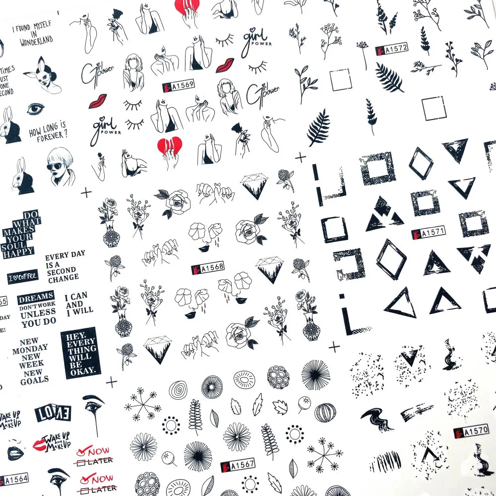 Фразы на английском языке наклейки для ногтей Водные Наклейки слайдер