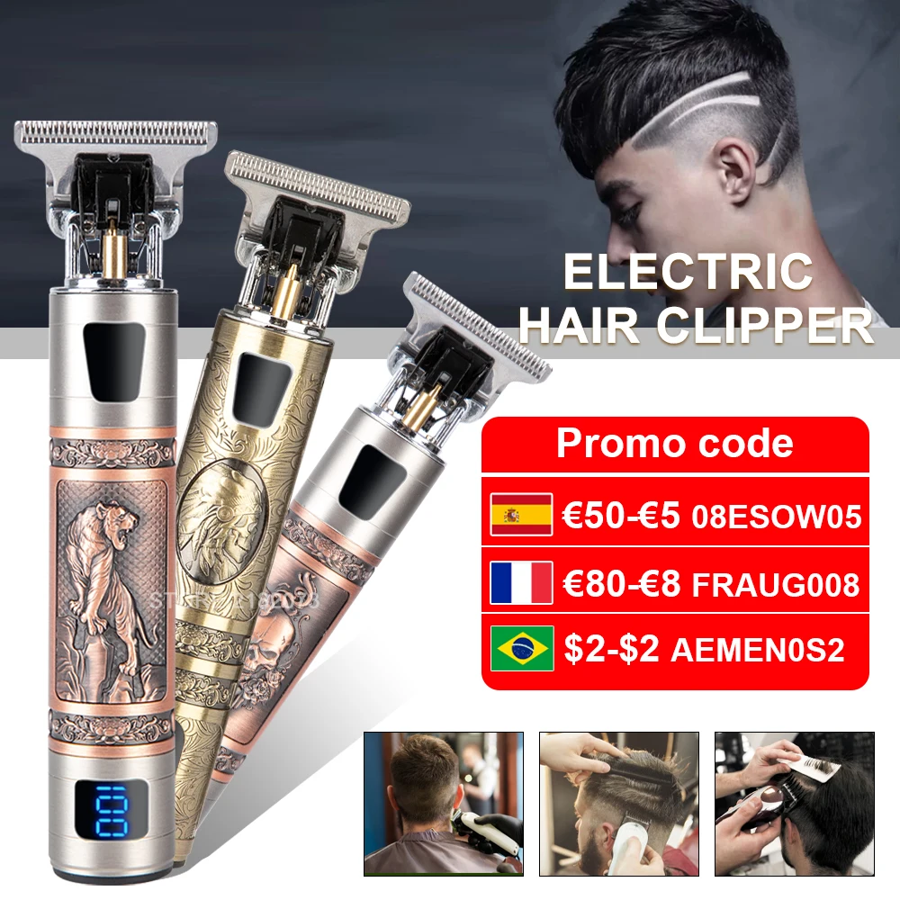 

2021 T9 Электрический триммер для волос Беспроводная Бритва триммер для бороды для мужчин 0 мм Мужской парикмахерский станок для стрижки волос...