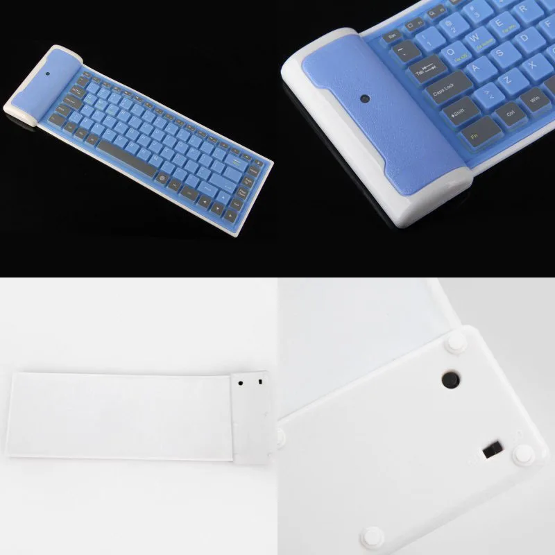 Бесшумная Беспроводная Bluetooth клавиатура складная раскладная 87key мягкий