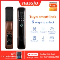 nassjo tuya smart fingerprint lock intelligent electric door lock app wifi digital password ic card mobile app remote control