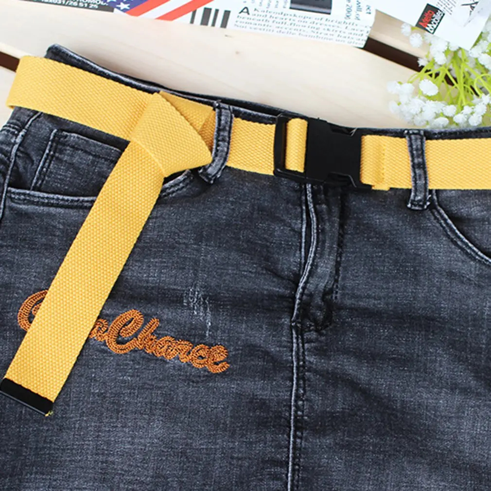 

Nylon Canvas Plastic Buckle Belt Solid Color Fashion Comfortable Belt Belt for Lady Girl Man Adjustable Length Cool Girl Fashion