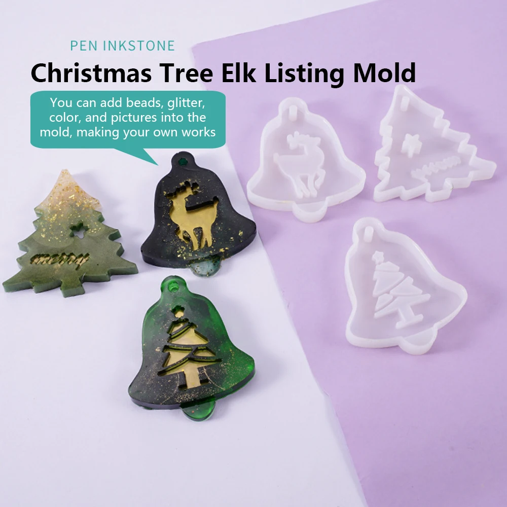 Рождественские литые формы из смолы Снежинка колокольчик форма-лось полимерные