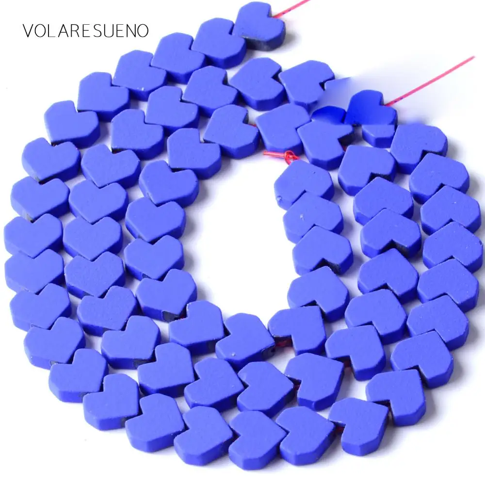 Натуральный камень синий гематит резиновые бусины в форме сердца для
