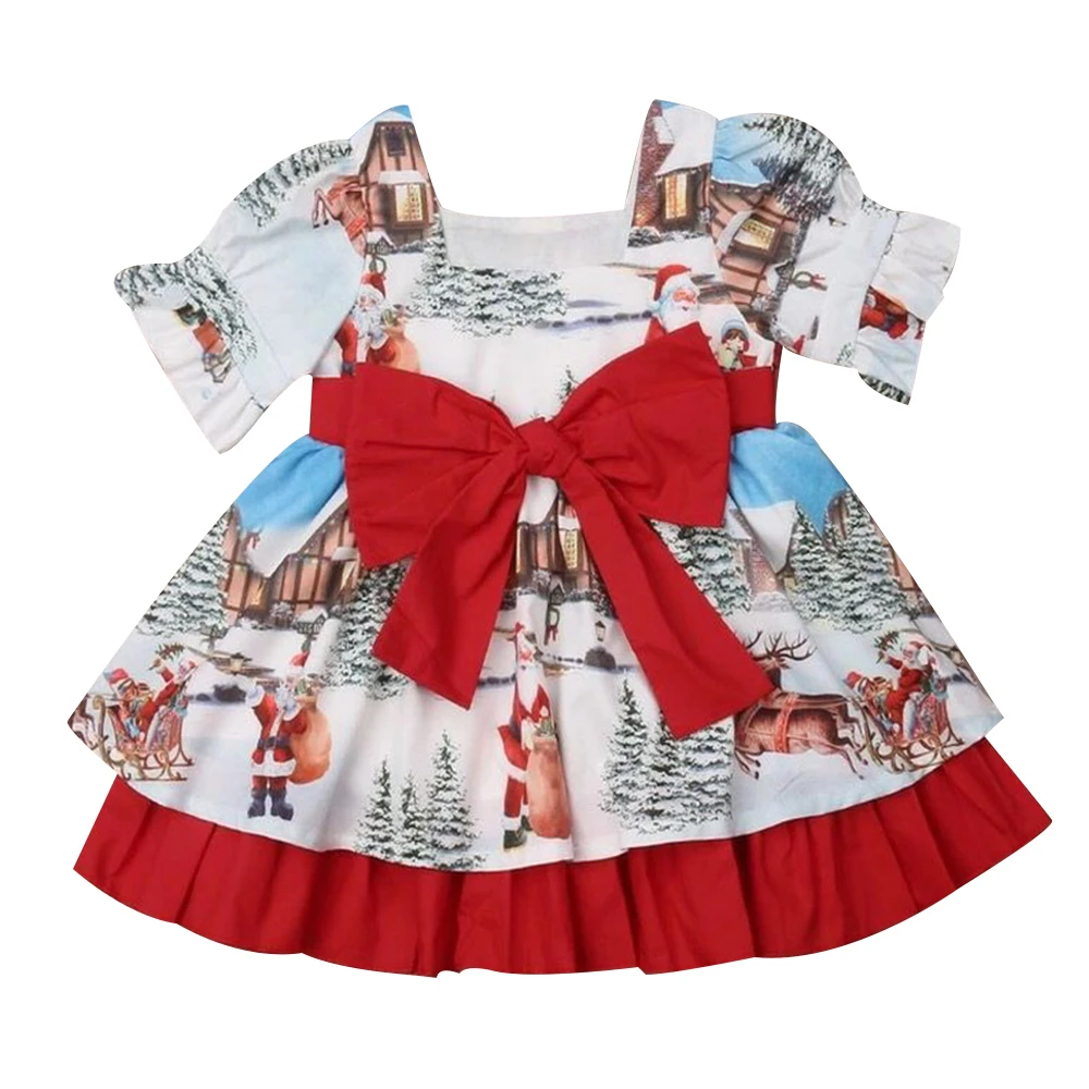 Милое красное платье для маленьких девочек Роскошное рождественское