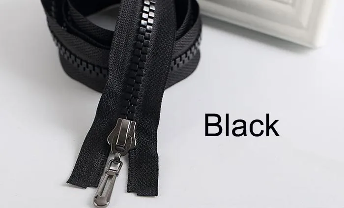 black 2 шт 8# открытая полимерная молния для шитья экологически чистые куртки пальто молнии для шитья DIY аксессуары для одежды - Цвет: black