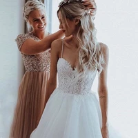 backless wedding dresses a line spaghetti straps tulle appliques lace dubai arabic wedding gown bridal dress vestido de noiva