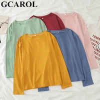 gcarol spring fall oversize women t shirt candy streetwear casual shirt perfect basics tops render unlined upper garment