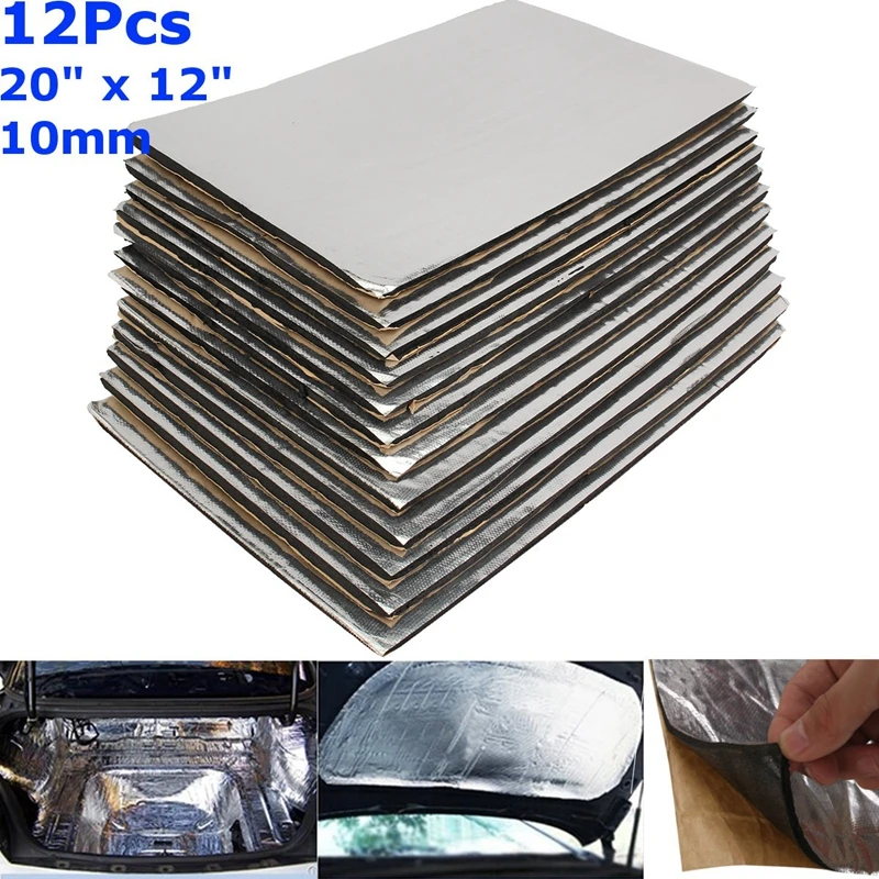 

12pcs 10mm 8mm 6mm Car Sound Mat Proofing Deadener Heat Noise Insulation Deadening Mat Hood Closed Cell Foam 50x30cm