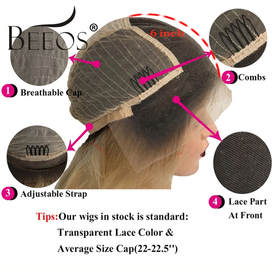 Beeos, 13*4, боковая часть, на кружеве, человеческие волосы, парик, 150%, 613, блонд, кудрявый Боб, предварительно Запряженные, Remy, человеческие волосы, отбеленные узлы, перуанские волосы