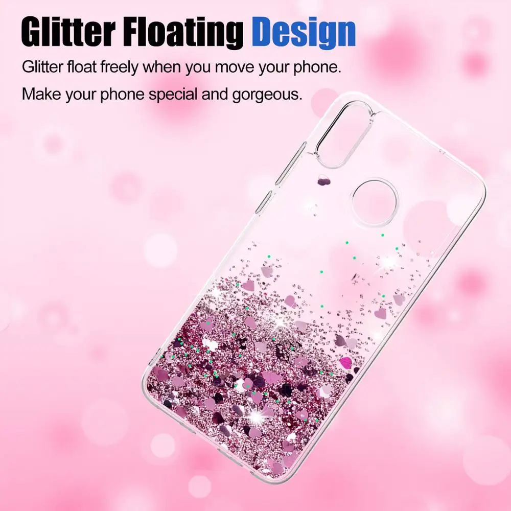 Динамичный чехол с жидким блеском Quicksand Liquid Glitter для Huawei Honor 10 9 8 Lite 20 Pro 8S 8X 8C 8A Y5 Y6 Y7 Y9 P smart 2018 2019 Cover on.