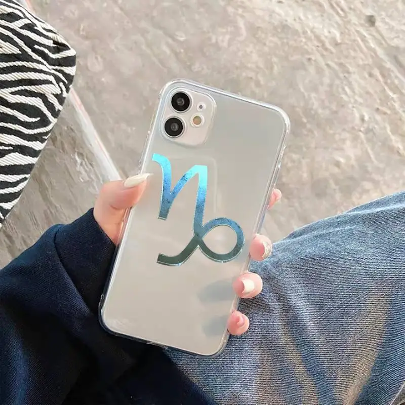 

interesting Twelve constellation Phone Case Transparent Clear for iPhone 11 12 mini pro XS MAX 7 8 6 6S Plus X 5S SE 2020 XR