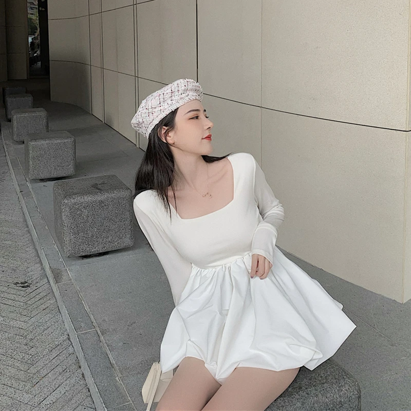 

lady knitted dress U collar lovely autumn bud dress cute skirt classic 5351